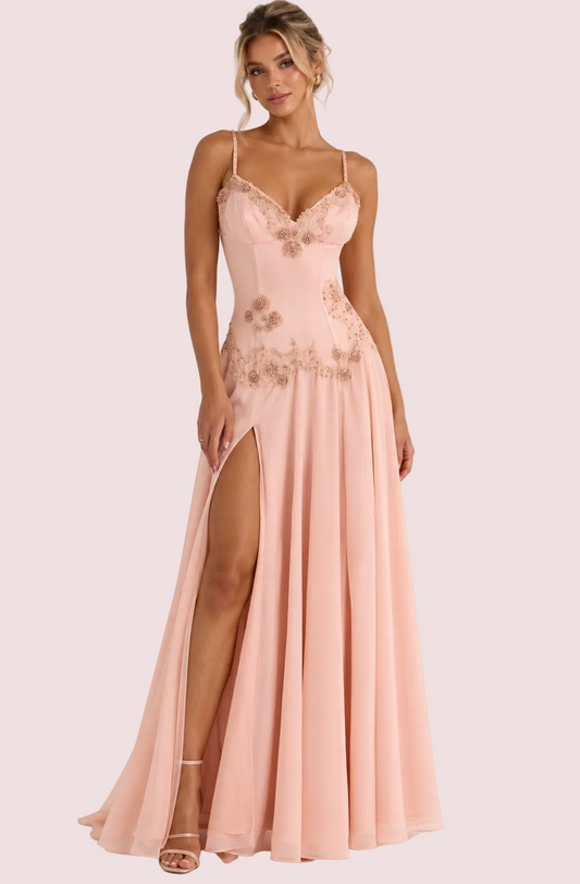 House of CB Saloma Embellished Maxi Dress Blush Size 12