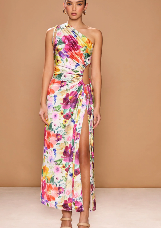 Nour Floreale Watercolour Maxi Dress Size 8