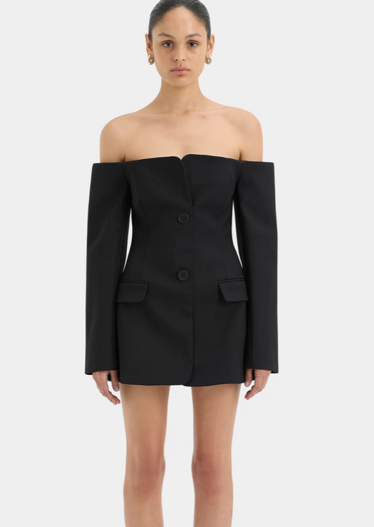 Sandrine Tailored Mini Dress Black Size 8