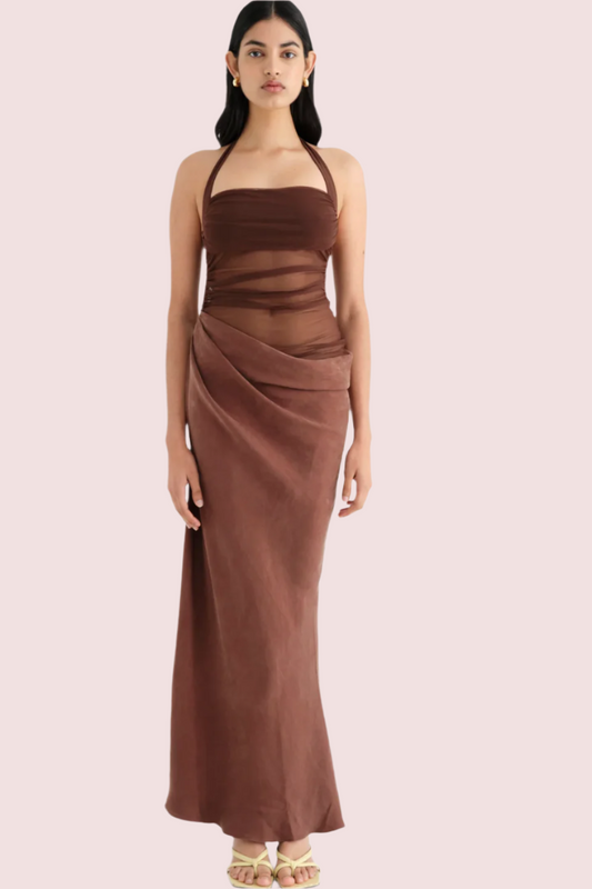 Gina Maxi Dress Chocolate Size 8