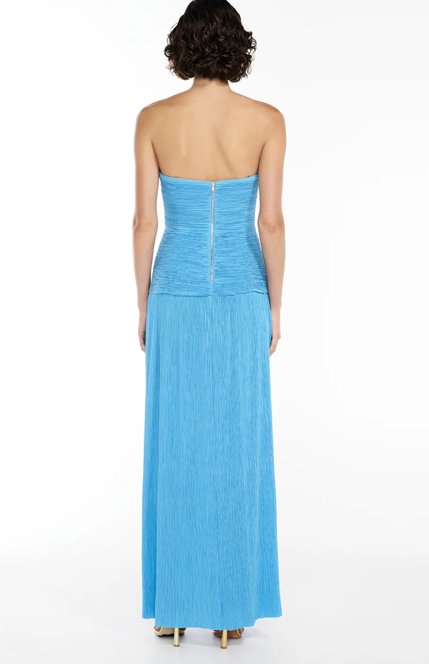 Double Time Pleat Strapless Dress Blue Size 6,8