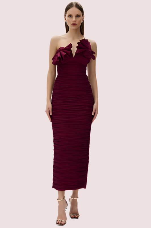 Rachel Gilbert Jensen Dress Merlot Size 8