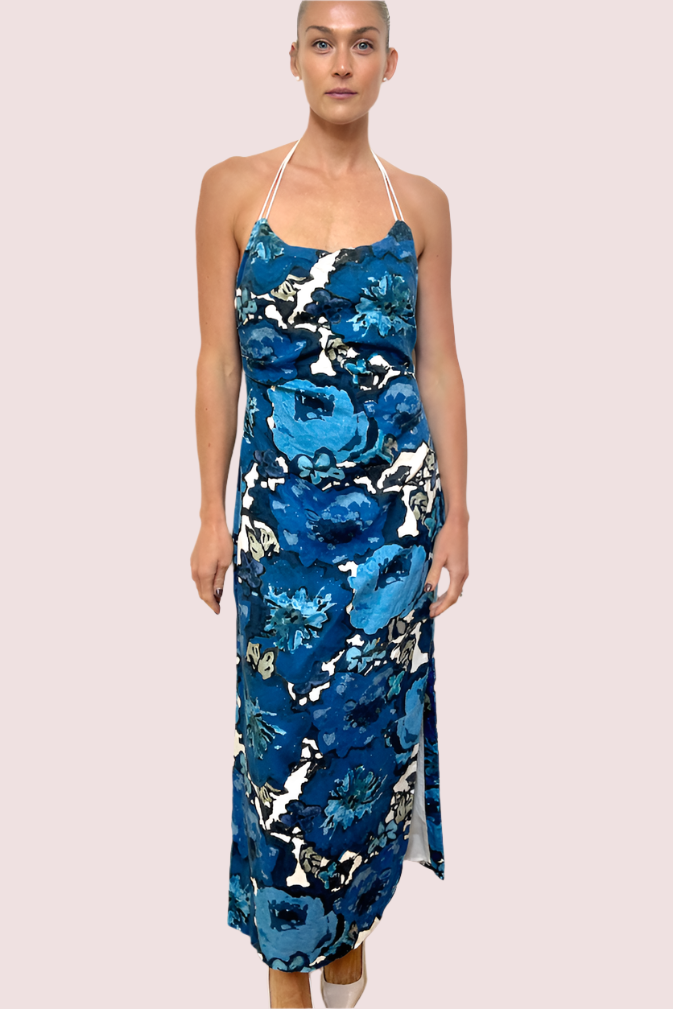 SIR The Label Camellia Midi Dress Blue Size 10,12