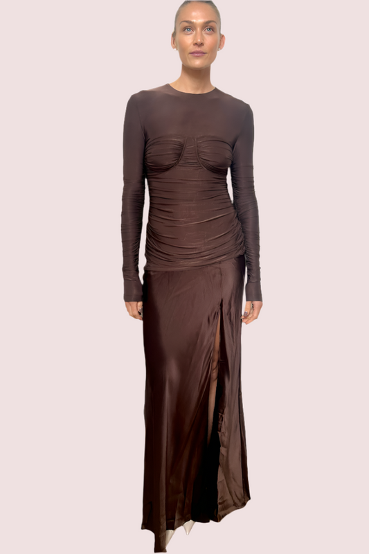 Sir the Label Alessia Draped Gown Brown Size 10