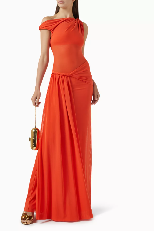 Misha Sisal Mesh Dress - Chilli Orange Size 10