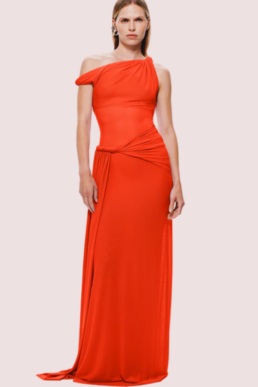 Misha Sisal Mesh Dress - Chilli Orange Size 10