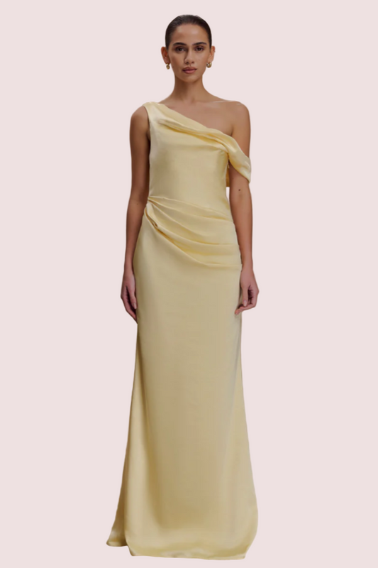 Meshki Dalia Off Shoulder Maxi Satin Dress Size 10