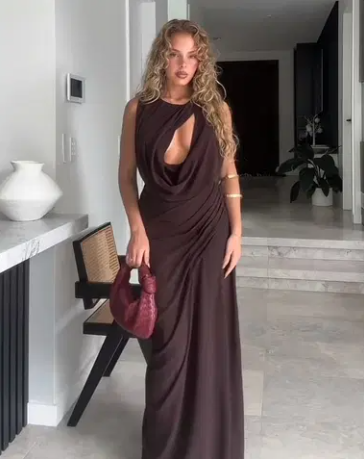 Meshki Oria Gown - Coco Brown Size 6, 8