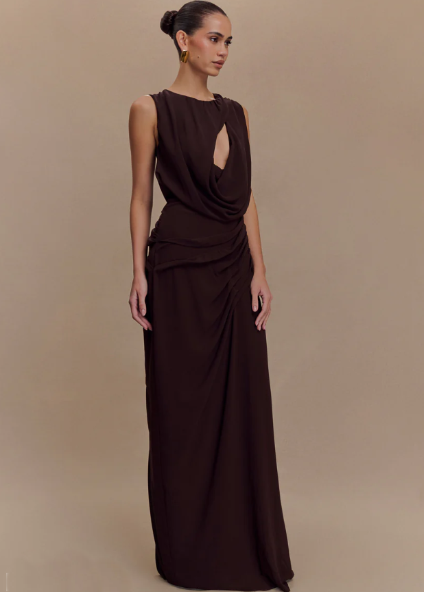 Meshki Oria Gown - Coco Brown Size 6, 8