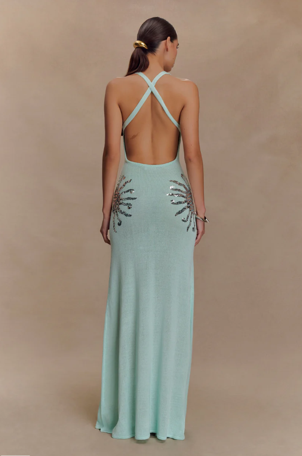 Meshki Ellington Knit Midi Dress - Lagoon Blue Size 6, 8, 10