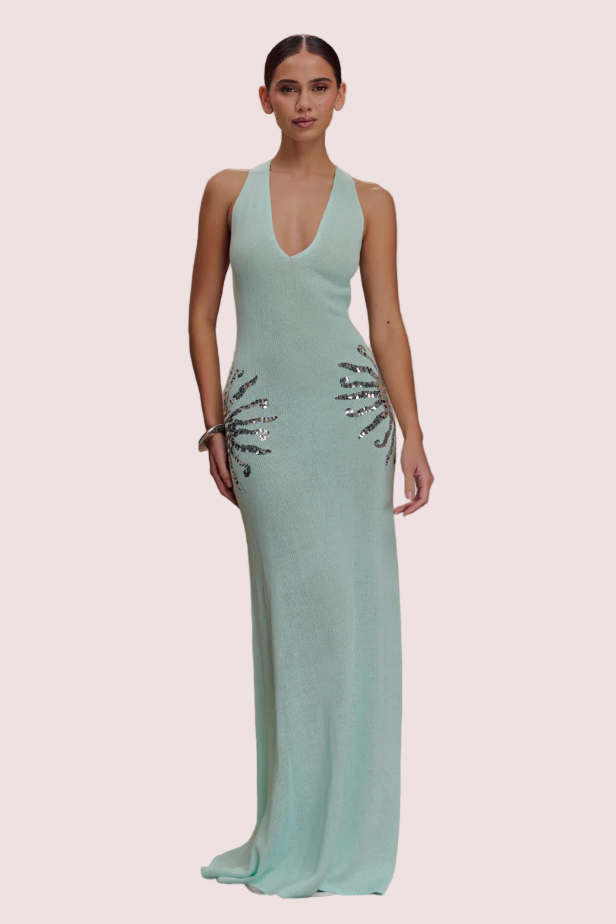 Meshki Ellington Knit Midi Dress - Lagoon Blue Size 6, 8, 10