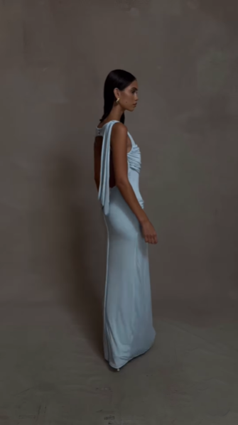 Meshki Henley Drape Dress - Blue Size 8, 12