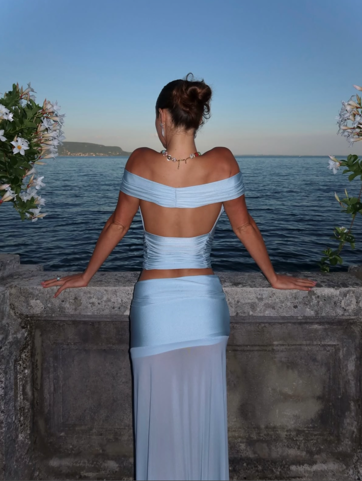Ance Gria Grace Top & Skirt Set Blue Size 10
