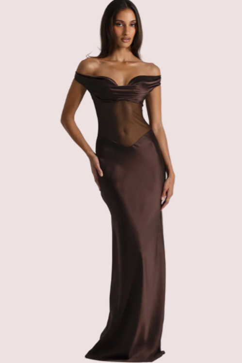 Natalie Rolt Gwenyth Gown - Brown Espresso Size S