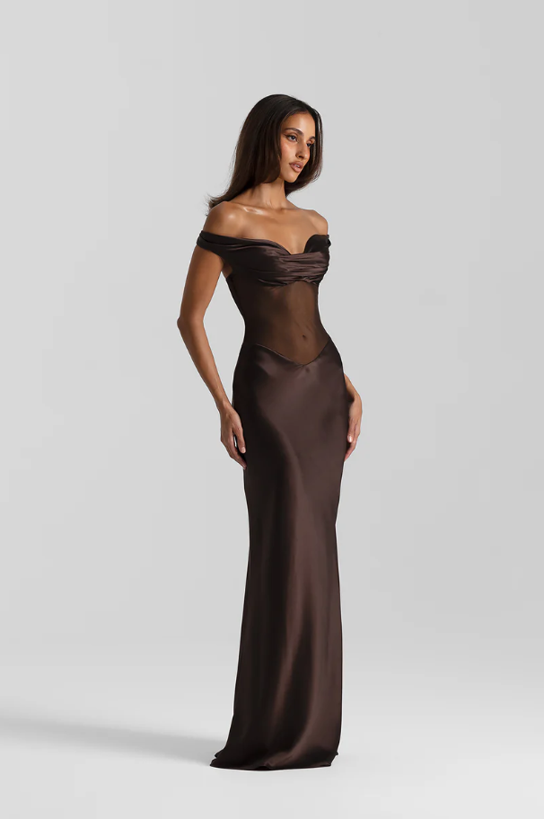 Natalie Rolt Gwenyth Gown - Brown Espresso Size S