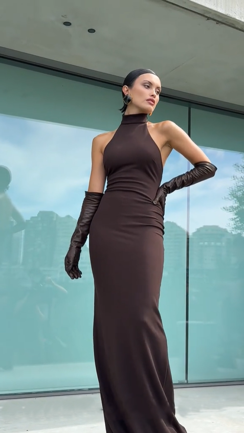 Effie Kats Rhi Gown - Coffee Brown Size 10