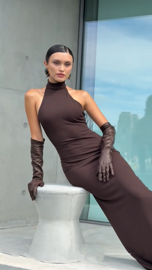 Effie Kats Rhi Gown - Coffee Brown Size 10