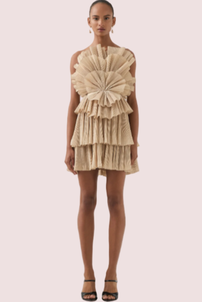 Aje Kyra Mini Dress Gold Size 10