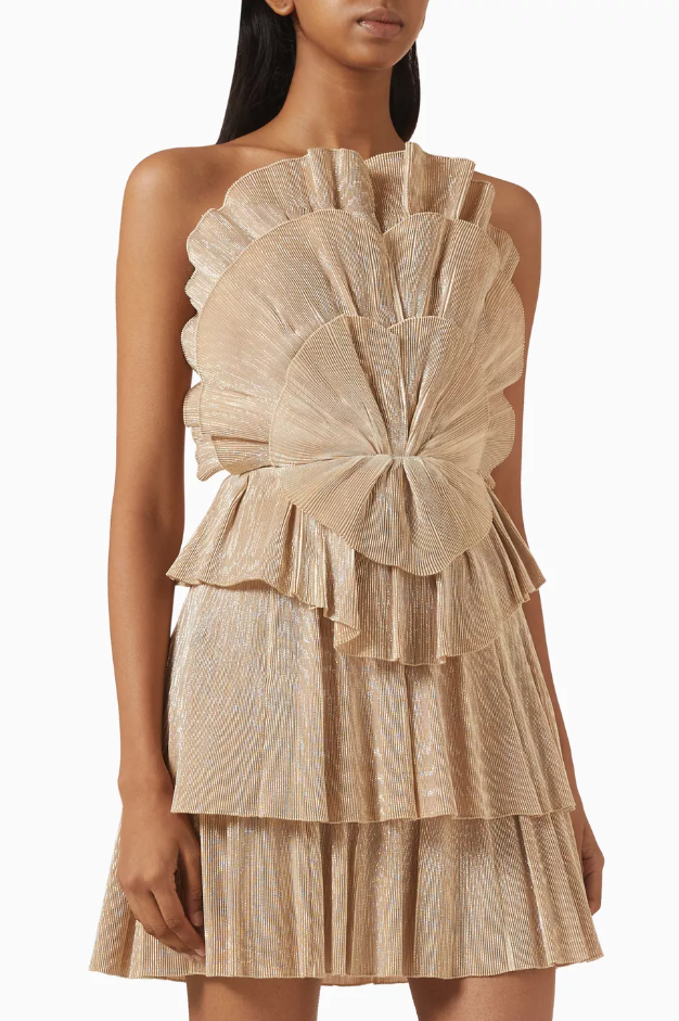Aje Kyra Mini Dress Gold Size 10