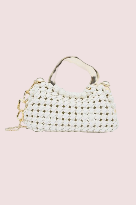 Aje Clutch Weave Bag White