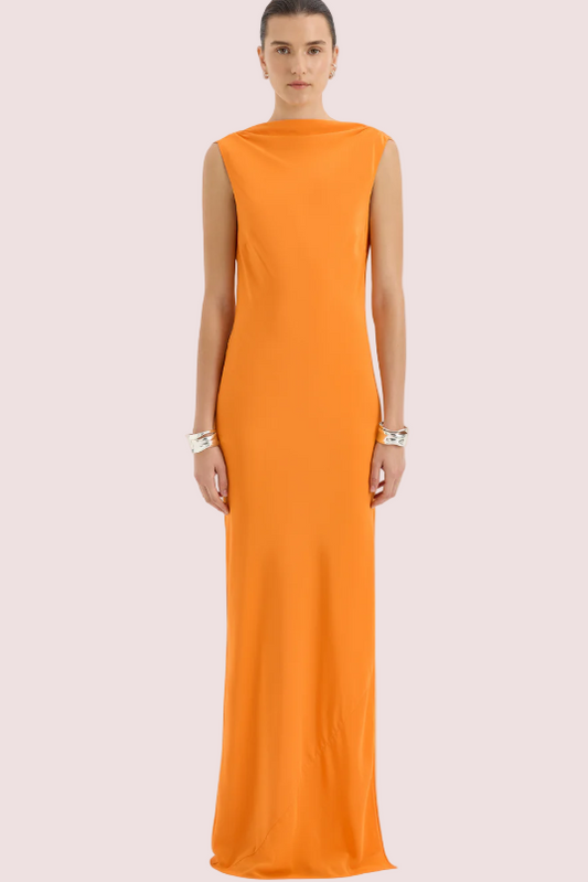 Sir the Label Isla Cowl Back Dress Orange Size 10