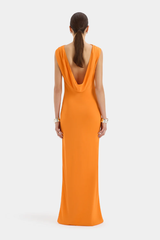 Sir the Label Isla Cowl Back Dress Orange Size 10