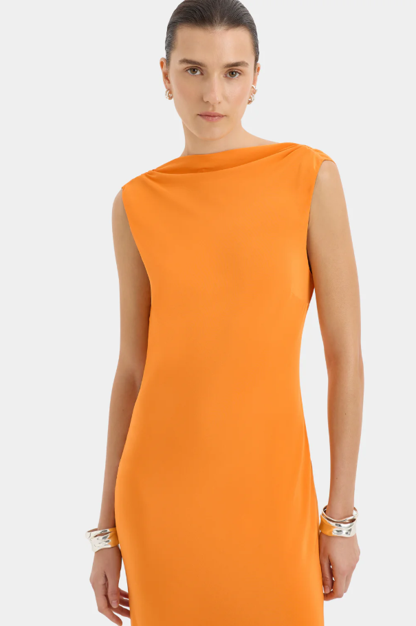 Sir the Label Isla Cowl Back Dress Orange Size 10