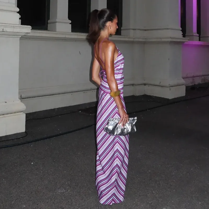 With Harper Lu Halter Maxi Purple Size 8