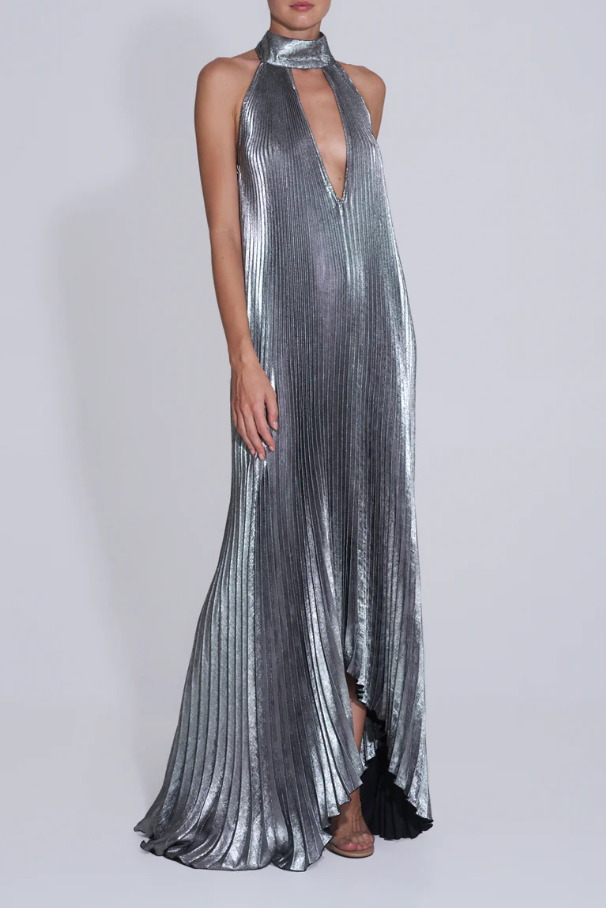 L'idee Opera Gown Gunmetal Shimmer Size 8