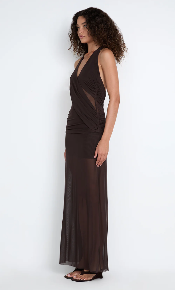 Bec & Bridge Deija Halter Maxi Dress Chocolate Brown Size 8