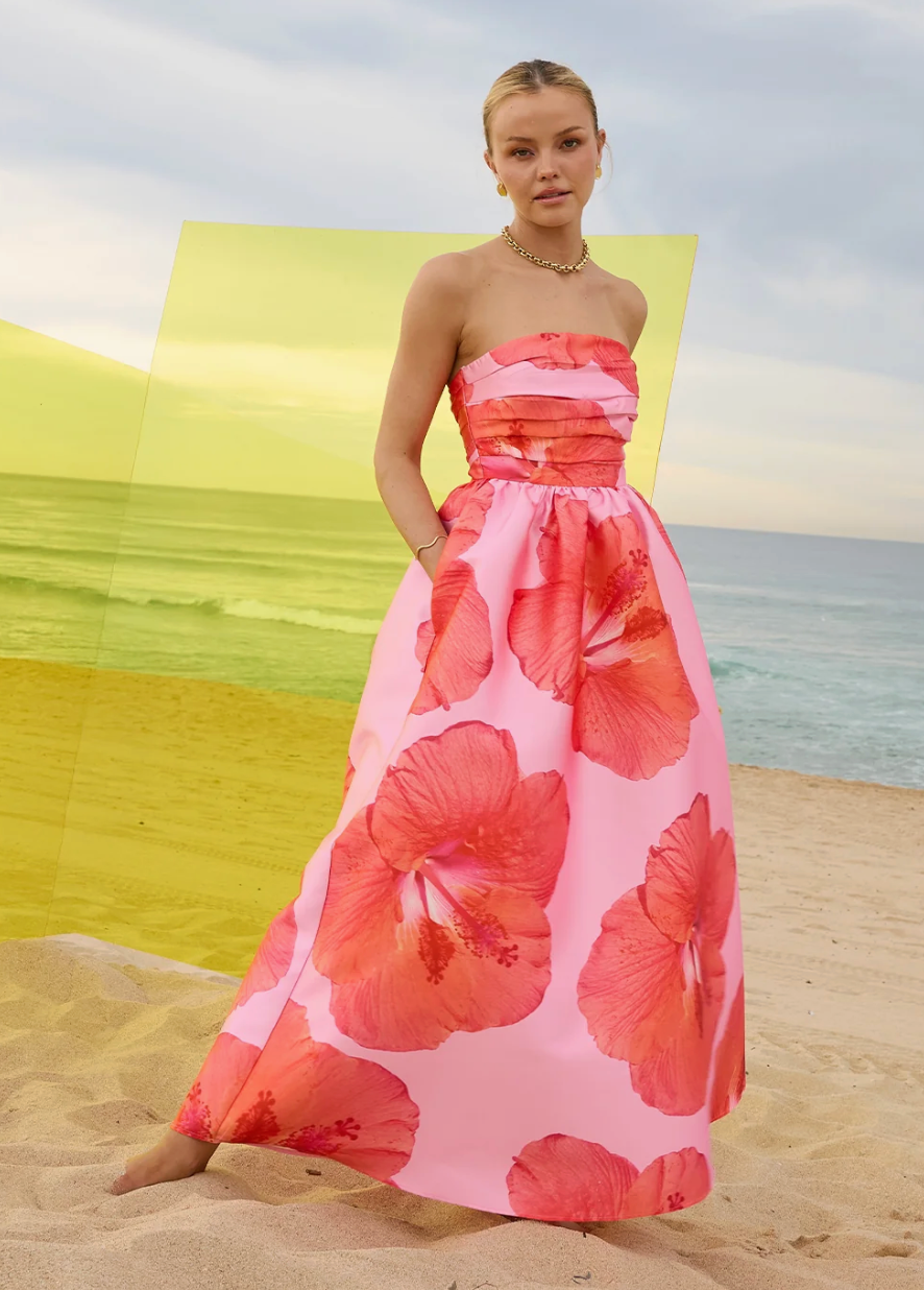 Pasduchas Kalani Strapless Midi Dress Size 10