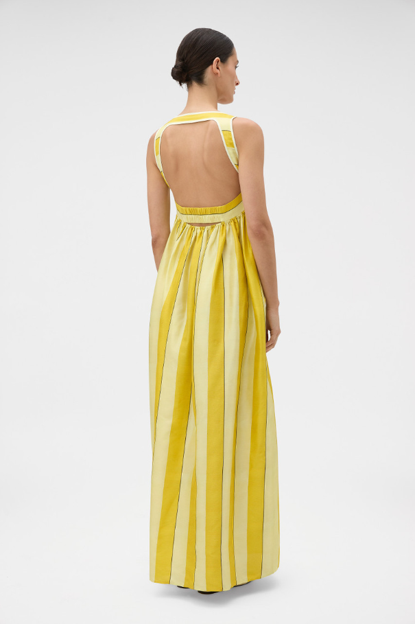 Oroton Slub Silk Stripe Sundress Size 10