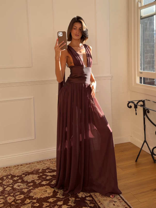 Arcina Ori Ramona Dress Cacoa Brown Size 6,8