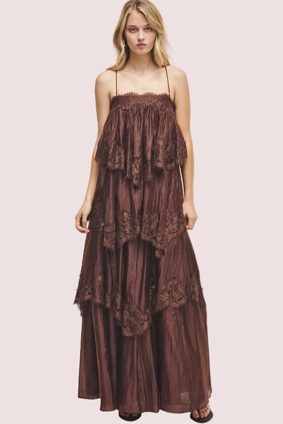 Aje Ophelia Gown Brown Size 8,10