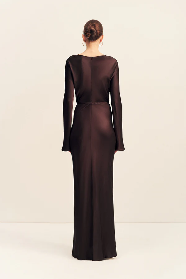 Shona Joy Agnes Long Sleeve Dress Brown Size 10