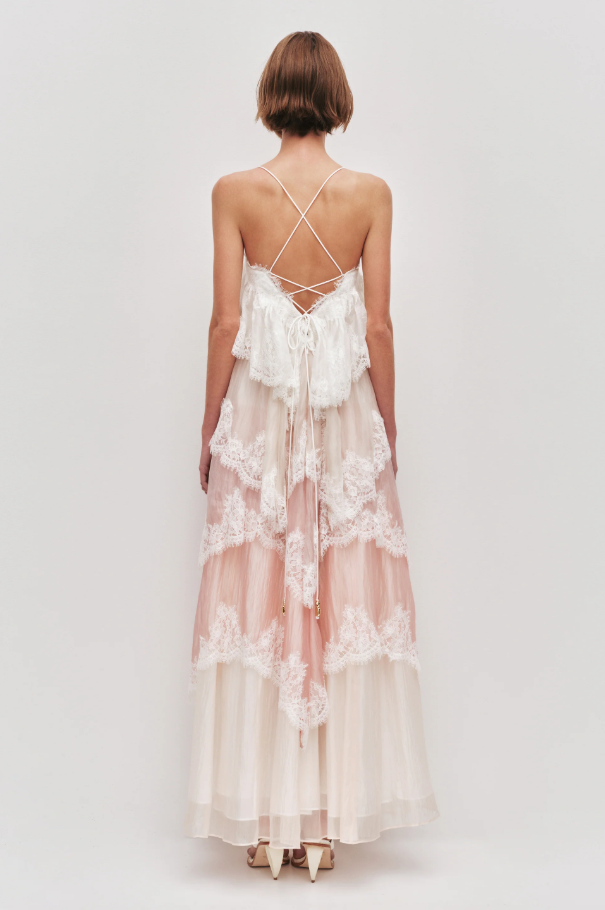 Aje Ophelia Lace Gown White Multicolour Size 12