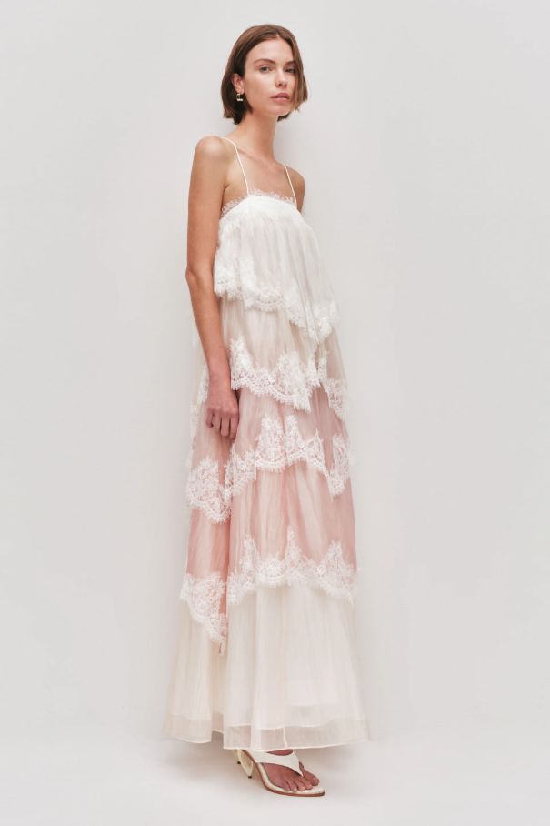 Aje Ophelia Lace Gown White Multicolour Size 12