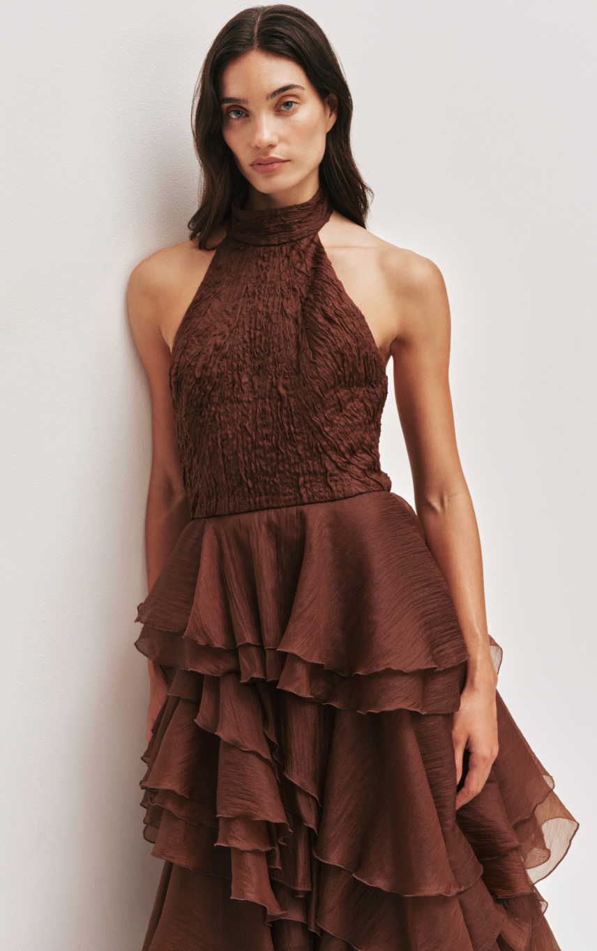 Aje Fayette Gown Chocolate Brown Size 8