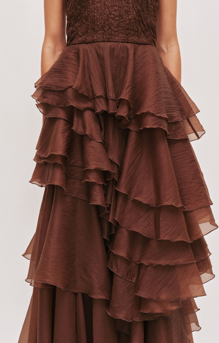 Aje Fayette Gown Chocolate Brown Size 8