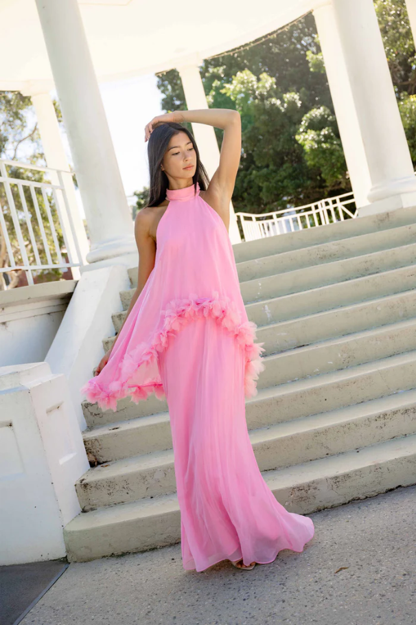Elliatt Poppy Cape Gown Pink Size 8,10