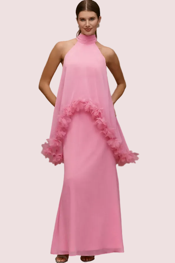Elliatt Poppy Cape Gown Pink Size 8,10