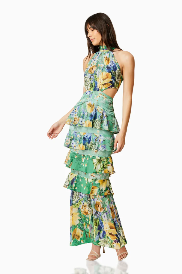 Elliatt Gardenia Halter Maxi Green Size 10