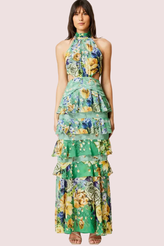 Elliatt Gardenia Halter Maxi Green Size 10