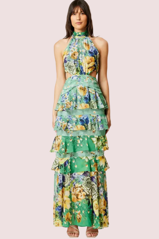 Elliatt Gardenia Halter Maxi Green Size 10