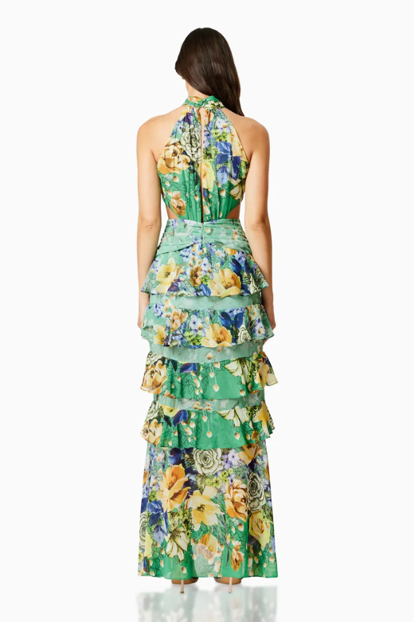 Elliatt Gardenia Halter Maxi Green Size 10