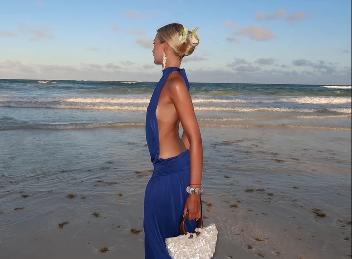 At First Sight Reef Backless Dress Blue Size 6,8