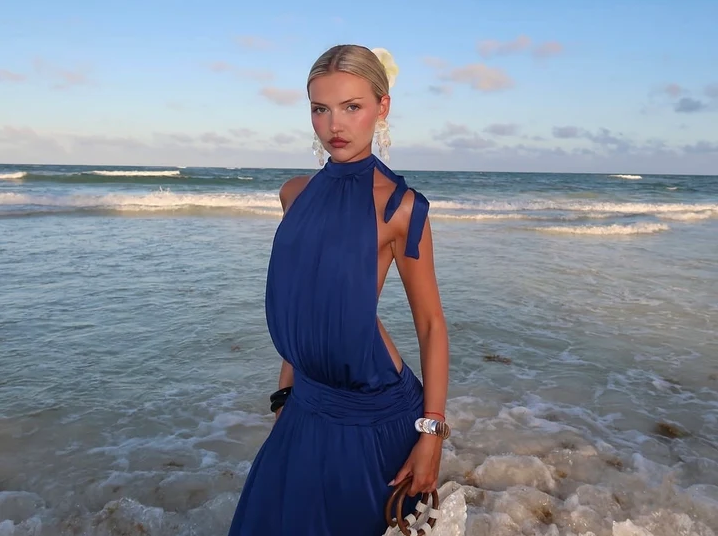 At First Sight Reef Backless Dress Blue Size 6,8