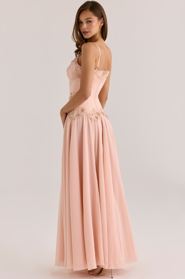 House of CB Saloma Embellished Maxi Dress Blush Size 12