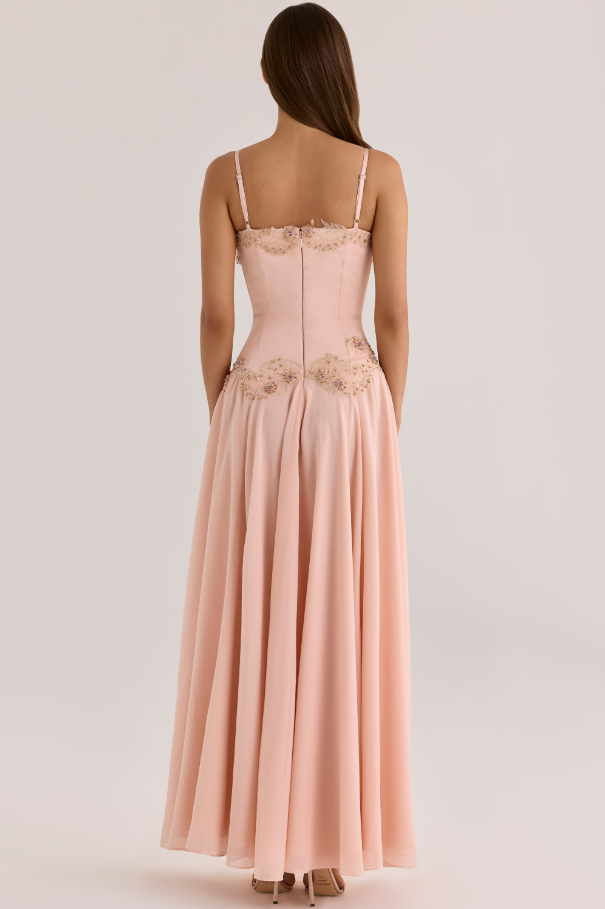 House of CB Saloma Embellished Maxi Dress Blush Size 12
