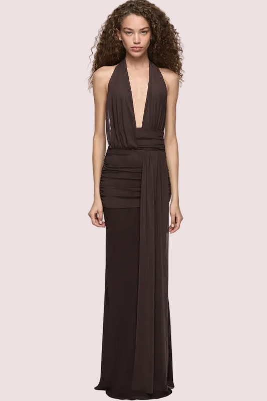 Bec and Bridge Cassis Drape Maxi Brown Size 8